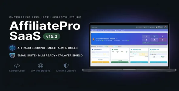 AffiliatePro SaaS - Affiliate & Vendor System + Mobile App, AI, Telegram v15.2 Untouched / Clean Original