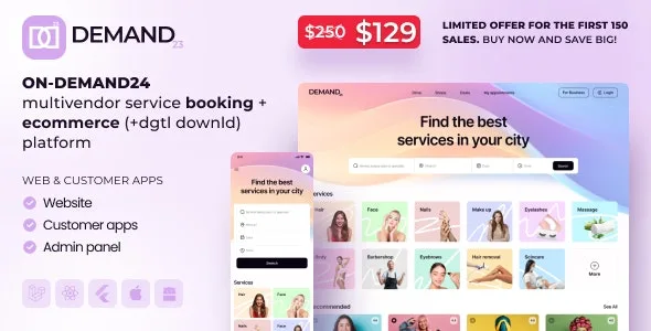 On-Demand24 - Multivendor Service Booking + eCommerce (+dgtl downld) platform (cust web, mob, admin) 16 February 2026